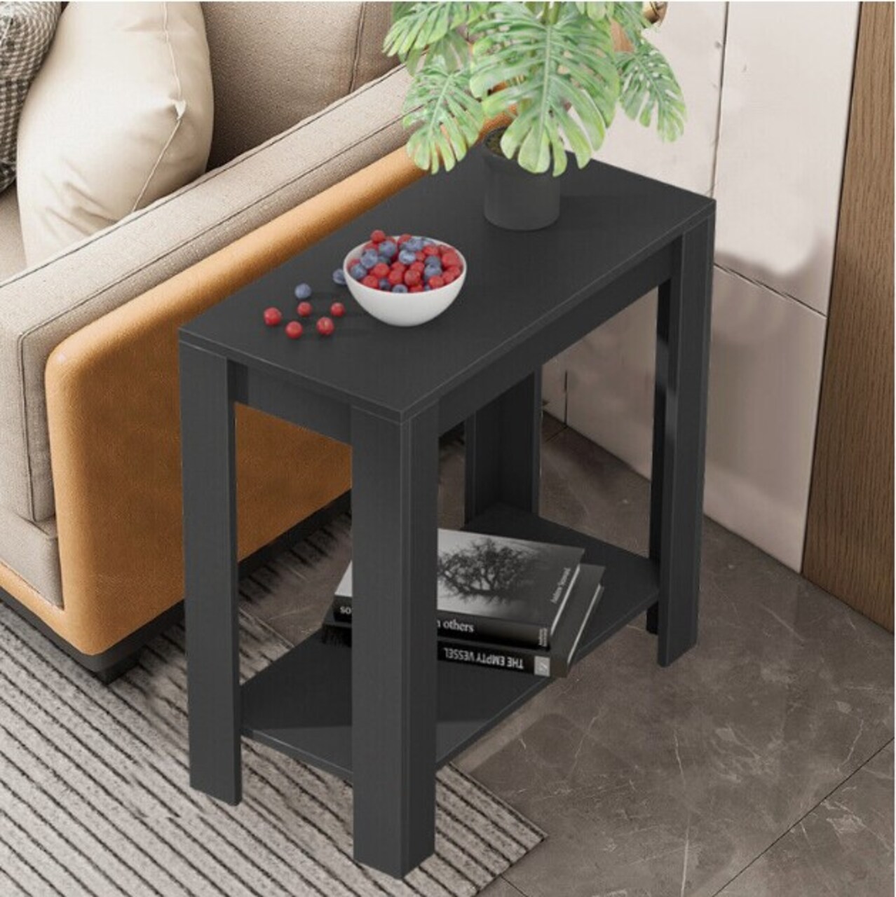 Narrow Couch Bedside Tables Nightstand Slim Accent Table Home 2 Tier End Table